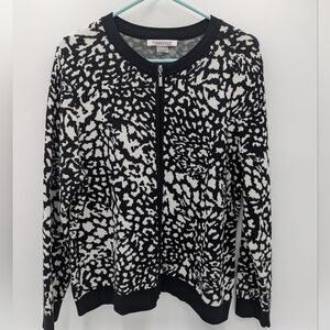 Allison Daley Casual Knit Cardigan Sweater Petite Large Elevated Monochrome